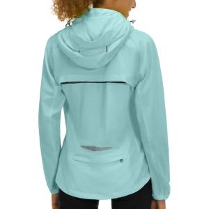 Little Donkey Andy Women’s Lightweight Waterproof Cycling Jacket with Removable Sleeves & Hood for Biking Running Golf(Blue Glow)