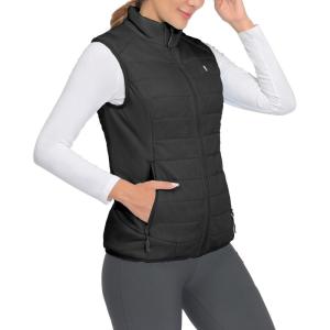 Little Donkey Andy Women’s Packable Lightweight Puffer Vest with Recycled Insulation for Running Hiking(Black)