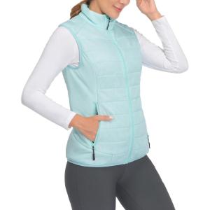 Little Donkey Andy Women’s Packable Lightweight Puffer Vest with Recycled Insulation for Running Hiking(Blue Glow)
