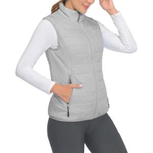 Little Donkey Andy Women’s Packable Lightweight Puffer Vest with Recycled Insulation for Running Hiking(Gray)