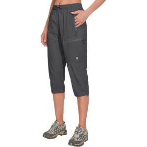 Little Donkey Andy Women’s Quick Dry 3/4 Pants Capri Shorts Lightweight Hiking Travel Casual(A02. Gray)