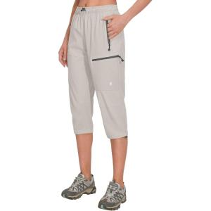 Little Donkey Andy Women’s Quick Dry 3/4 Pants Capri Shorts Lightweight Hiking Travel Casual(A03. Light Gray)