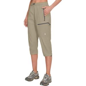 Little Donkey Andy Women’s Quick Dry 3/4 Pants Capri Shorts Lightweight Hiking Travel Casual(A04. Khaki)