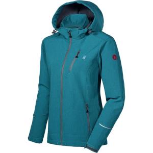 Little Donkey Andy Women’s Softshell Jacket Ski Jacket with Removable Hood, Fleece Lined(Deep Lake Heather)