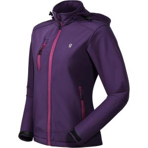 Little Donkey Andy Women’s Softshell Jacket, Ski Snowboarding Jacket with Removable Hood, Fleece Lined(Upgrade Festival Fuchsia)