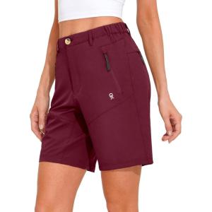 Little Donkey Andy Women’s Stretch Quick Dry Shorts for Hiking, Camping, Travel(A1 Dark Red)