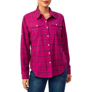 Little Donkey Andy Women’s Stretch Quick Dry UPF50+ Long Sleeve Shirt for Hiking, Travel, Camping(Fuchsia Red Plaid)