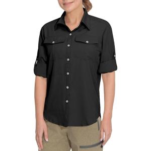 Little Donkey Andy Women’s Stretch Quick Dry UPF50+ Long Sleeve Shirt for Hiking, Travel, Camping(Upgraded Black)