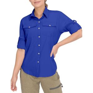 Little Donkey Andy Women’s Stretch Quick Dry UPF50+ Long Sleeve Shirt for Hiking, Travel, Camping(Upgraded Blue)