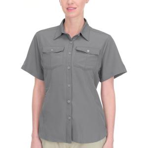 Little Donkey Andy Women’s Stretch Quick Dry UPF50+ Short Sleeve Shirt for Hiking, Travel, Camping(07 Steel Grey)