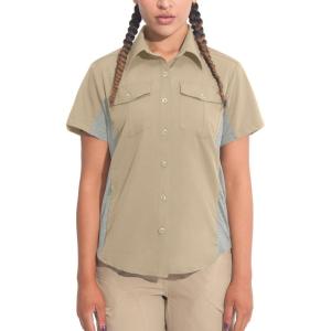 Little Donkey Andy Women’s Stretch Quick Dry UPF50+ Short Sleeve Shirt for Hiking, Travel, Camping(Khaki)