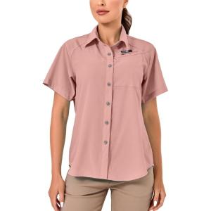 Little Donkey Andy Women’s UPF 50 UV Protection Shirt, Breathable Short Sleeve Fishing Hiking Shirts, Quick Dry(Coral Almond)