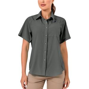 Little Donkey Andy Women’s UPF 50 UV Protection Shirt, Breathable Short Sleeve Fishing Hiking Shirts, Quick Dry(Grey)