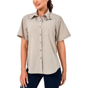 Little Donkey Andy Women’s UPF 50 UV Protection Shirt, Breathable Short Sleeve Fishing Hiking Shirts, Quick Dry(Wood Ash)