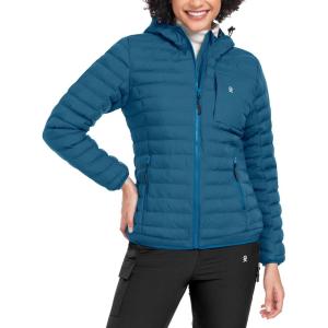 Little Donkey Andy Women’s Warm Waterproof Puffer Jacket Hooded Windproof Winter Coat with Recycled Insulation(Upgraded Blue)