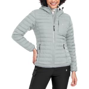 Little Donkey Andy Women’s Warm Waterproof Puffer Jacket Hooded Windproof Winter Coat with Recycled Insulation(Upgraded Light Grey)