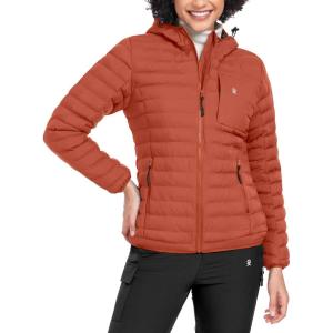 Little Donkey Andy Women’s Warm Waterproof Puffer Jacket Hooded Windproof Winter Coat with Recycled Insulation(Upgraded Orange)