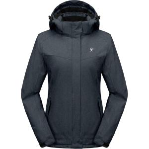 Little Donkey Andy Women’s Waterproof Hiking Skiing Jacket with Removable Hood, Fleece Lined Winter Warm Rain Coat(India Ink)