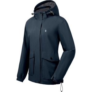 Little Donkey Andy Womens Waterproof Rain jacket with Hood Lightweight Windbreaker Raincoat Shell for Camping Hiking(Blue)