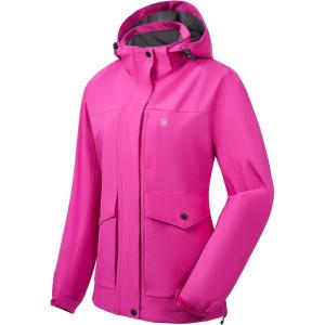 Little Donkey Andy Womens Waterproof Rain jacket with Hood Lightweight Windbreaker Raincoat Shell for Camping Hiking(Rose)
