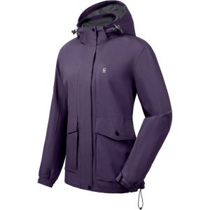 Little Donkey Andy Womens Waterproof Rain jacket with Hood Lightweight Windbreaker Raincoat Shell for Camping Hiking(Violet)