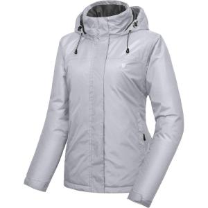 Little Donkey Andy Women’s Waterproof Ski Snowboarding Jacket Windproof Warm Coat with Detachable Hood(A3.light Gray)