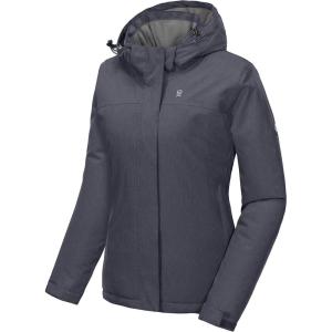 Little Donkey Andy Women’s Waterproof Ski Snowboarding Jacket Windproof Warm Coat with Detachable Hood(Black Heather)
