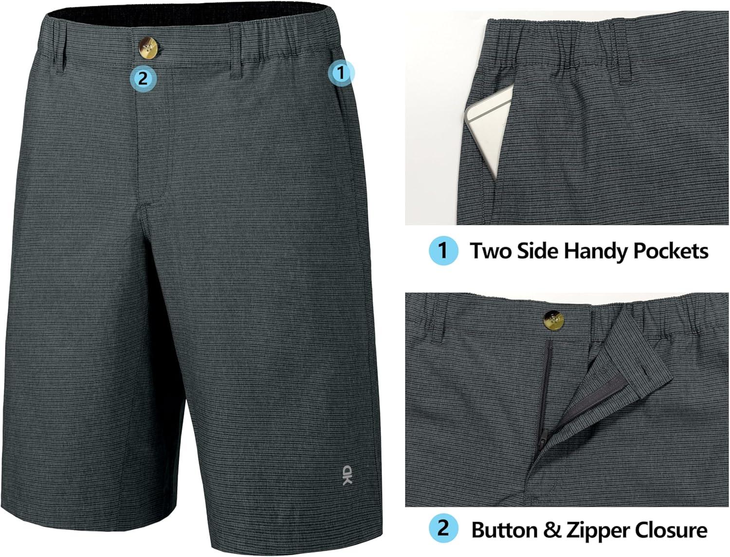 imageLittle Donkey Andy 12 Inch Inseam Golf Shorts for Men Bermuda Quick Dry Elastic Waist Shorts for Hiking Travel CasualA1 Black
