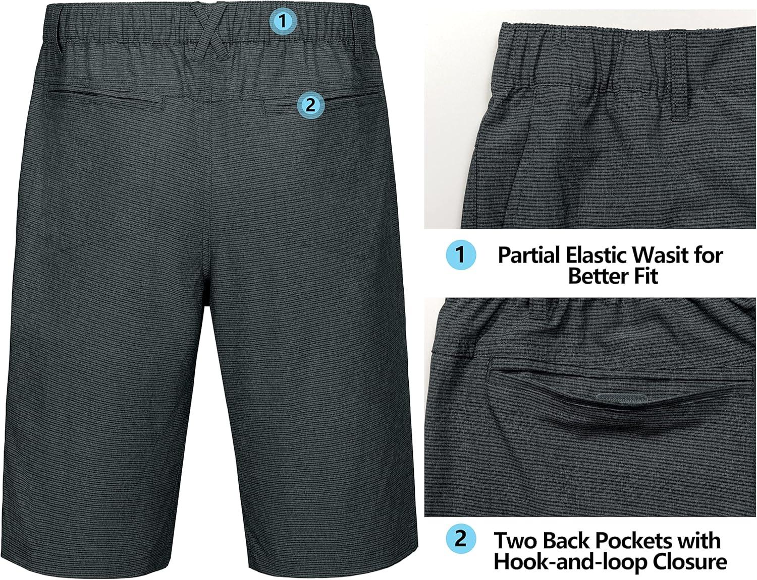 imageLittle Donkey Andy 12 Inch Inseam Golf Shorts for Men Bermuda Quick Dry Elastic Waist Shorts for Hiking Travel CasualA1 Black