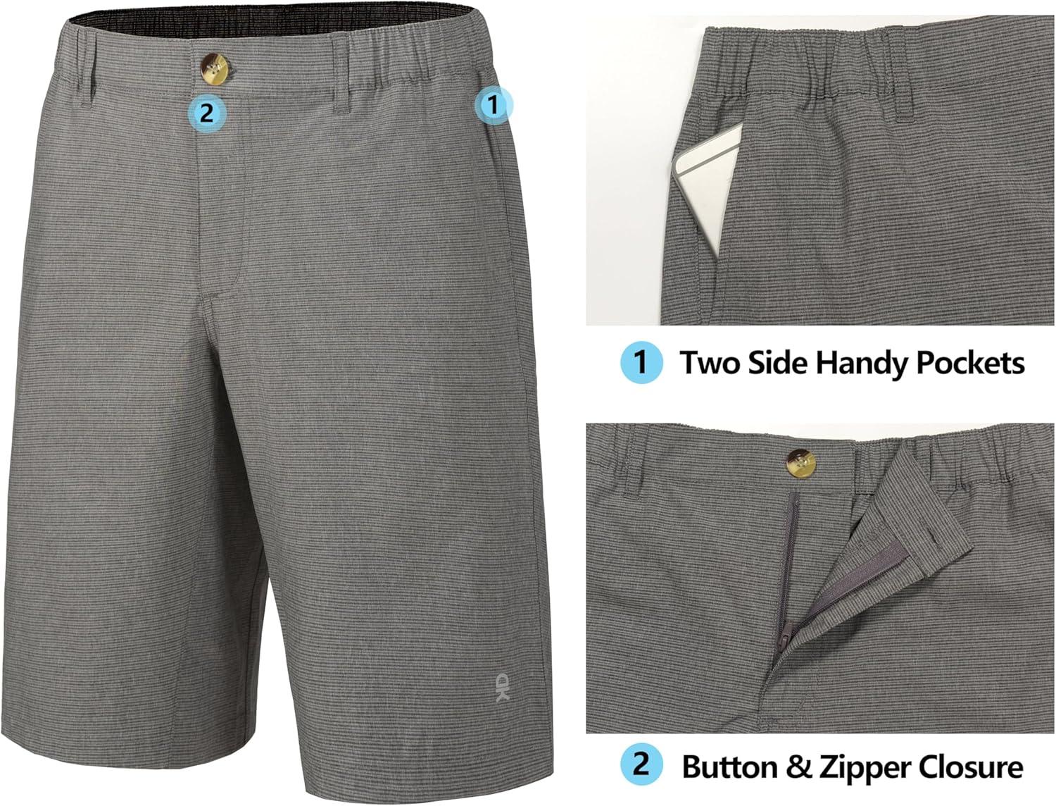 imageLittle Donkey Andy 12 Inch Inseam Golf Shorts for Men Bermuda Quick Dry Elastic Waist Shorts for Hiking Travel CasualA2 Gray