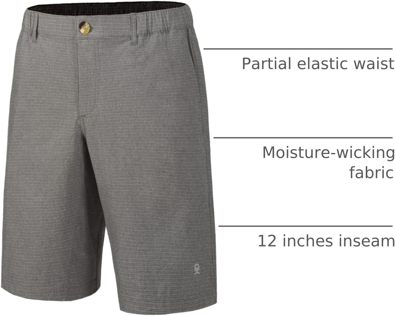 imageLittle Donkey Andy 12 Inch Inseam Golf Shorts for Men Bermuda Quick Dry Elastic Waist Shorts for Hiking Travel CasualA2 Gray