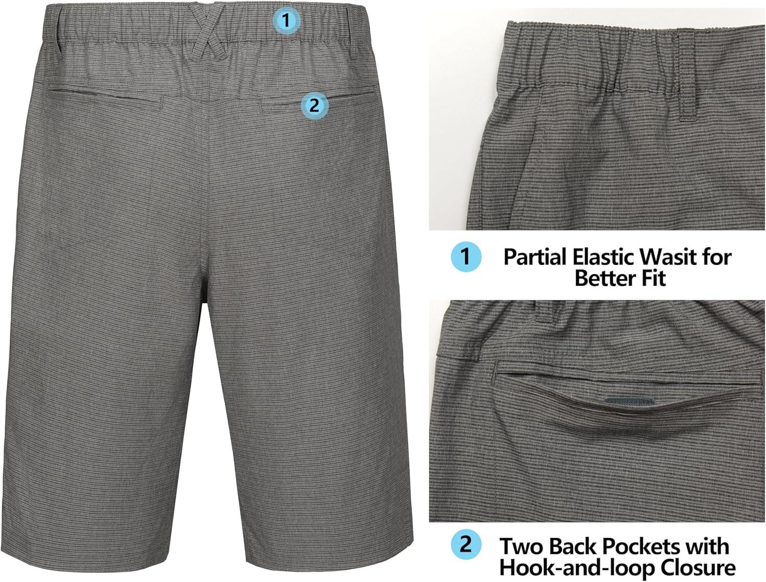 imageLittle Donkey Andy 12 Inch Inseam Golf Shorts for Men Bermuda Quick Dry Elastic Waist Shorts for Hiking Travel CasualA2 Gray