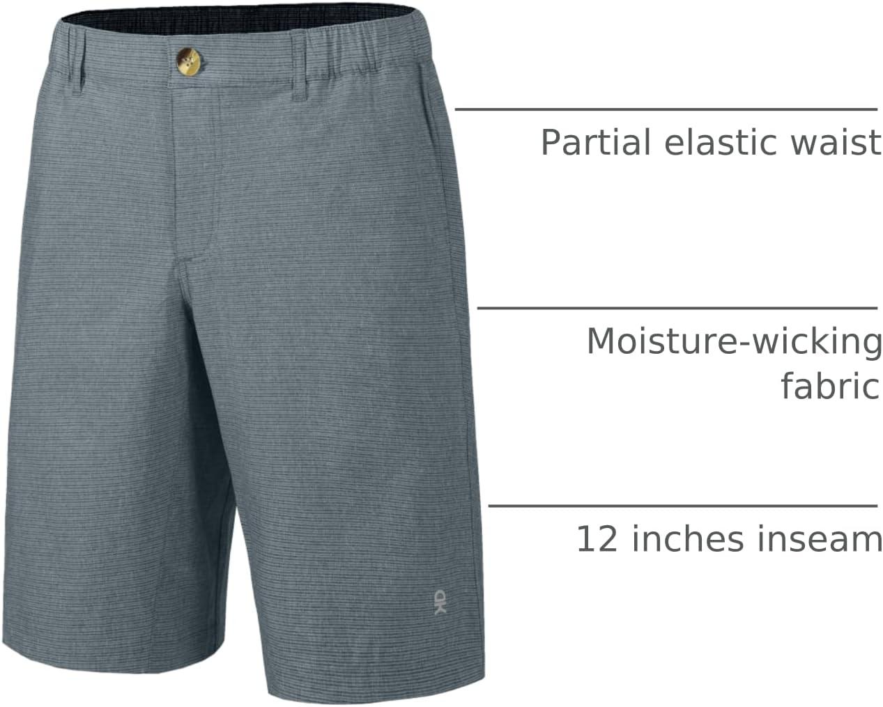 imageLittle Donkey Andy 12 Inch Inseam Golf Shorts for Men Bermuda Quick Dry Elastic Waist Shorts for Hiking Travel CasualA3 Blue