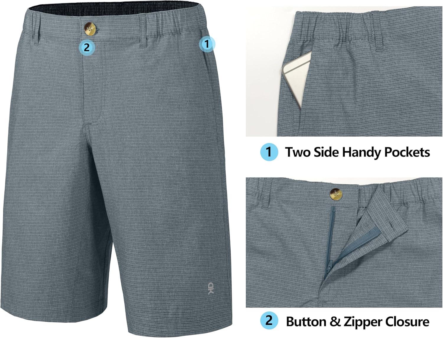 imageLittle Donkey Andy 12 Inch Inseam Golf Shorts for Men Bermuda Quick Dry Elastic Waist Shorts for Hiking Travel CasualA3 Blue