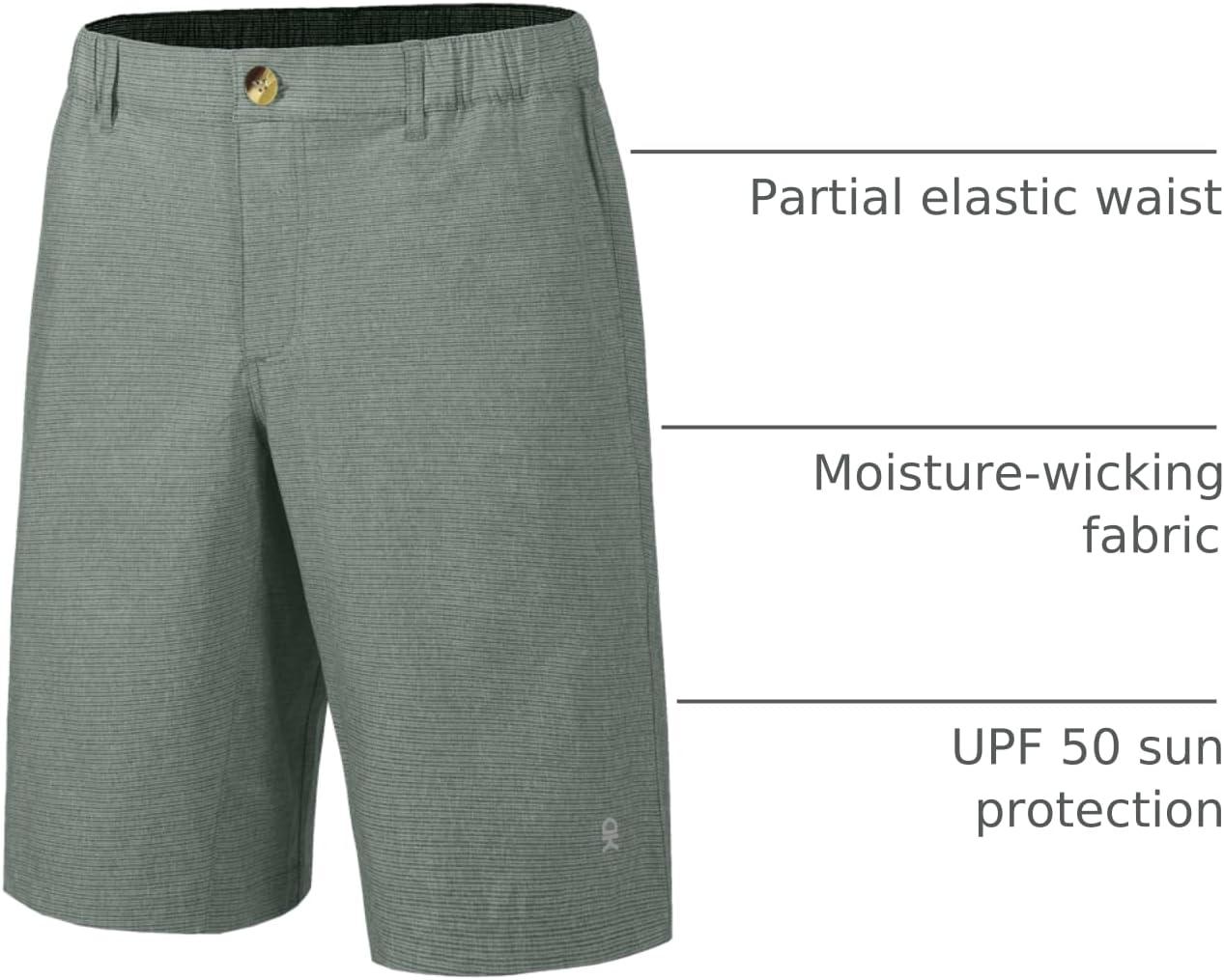 imageLittle Donkey Andy 12 Inch Inseam Golf Shorts for Men Bermuda Quick Dry Elastic Waist Shorts for Hiking Travel CasualA4 Green