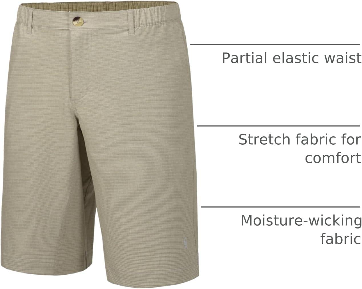imageLittle Donkey Andy 12 Inch Inseam Golf Shorts for Men Bermuda Quick Dry Elastic Waist Shorts for Hiking Travel CasualA5 Khaki