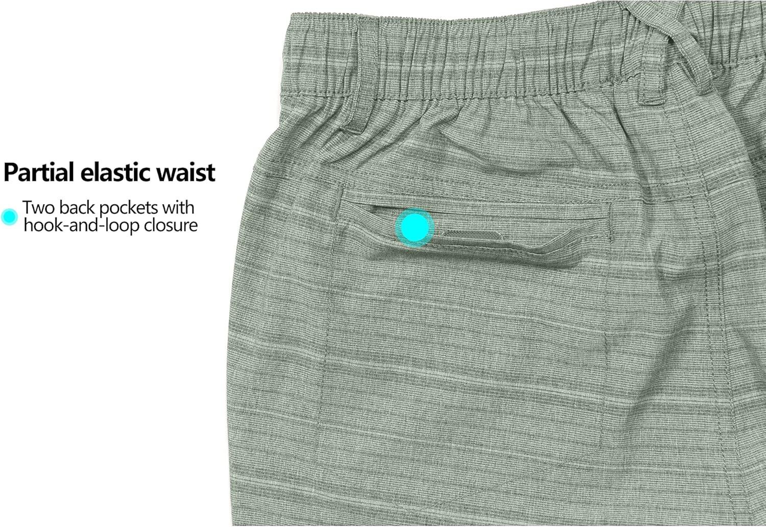 imageLittle Donkey Andy 12 Inch Inseam Golf Shorts for Men Bermuda Quick Dry Elastic Waist Shorts for Hiking Travel CasualGreen