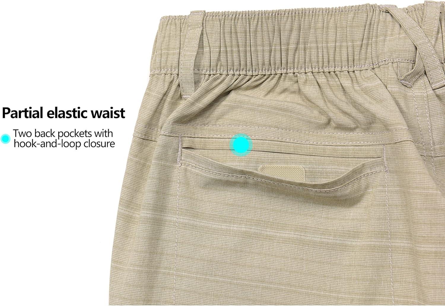 imageLittle Donkey Andy 12 Inch Inseam Golf Shorts for Men Bermuda Quick Dry Elastic Waist Shorts for Hiking Travel CasualKhaki