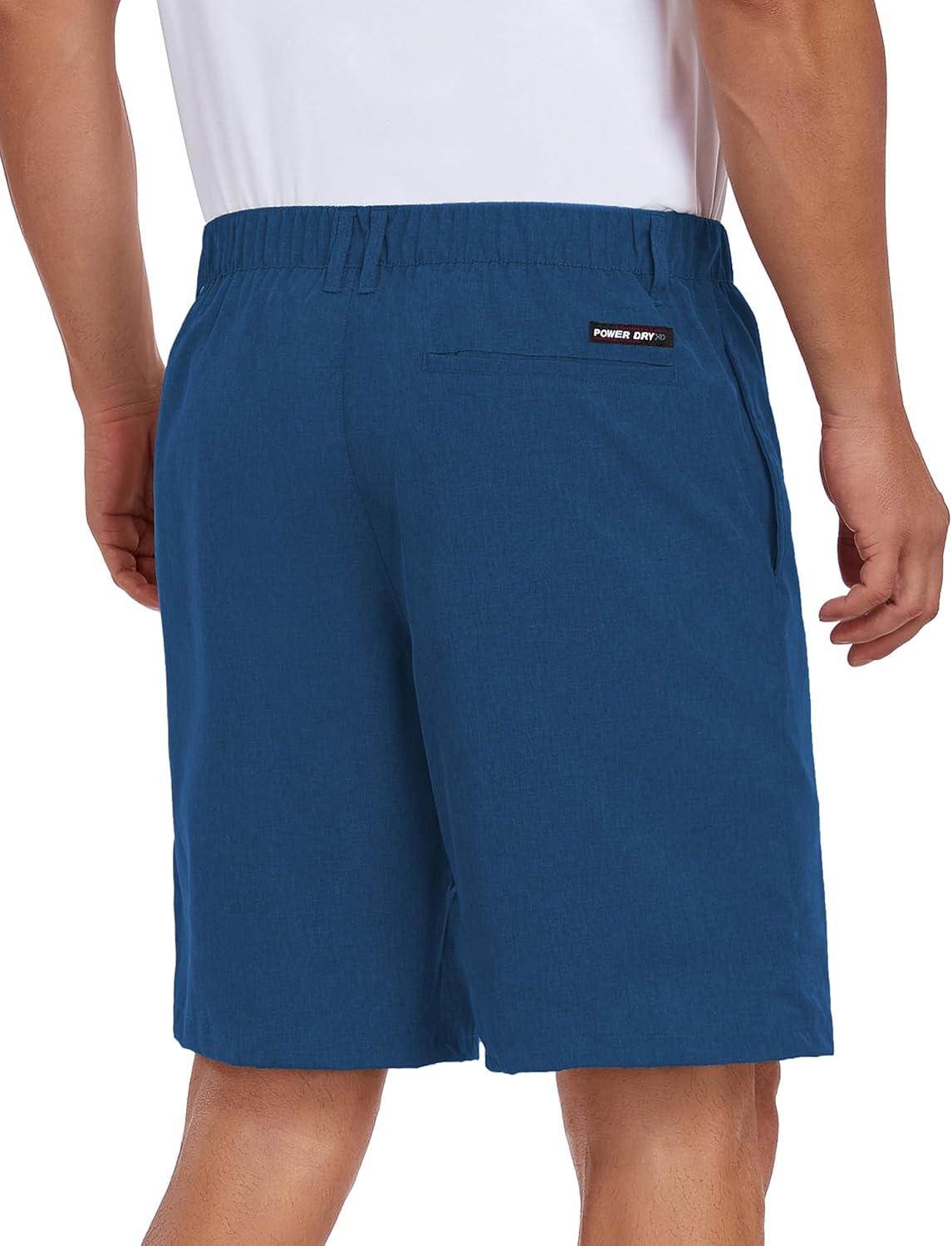 imageLittle Donkey Andy Mens Bermuda 9 Inch Lightweight Quick Dry Stretch Shorts Golf Hiking TravelBlue Heather