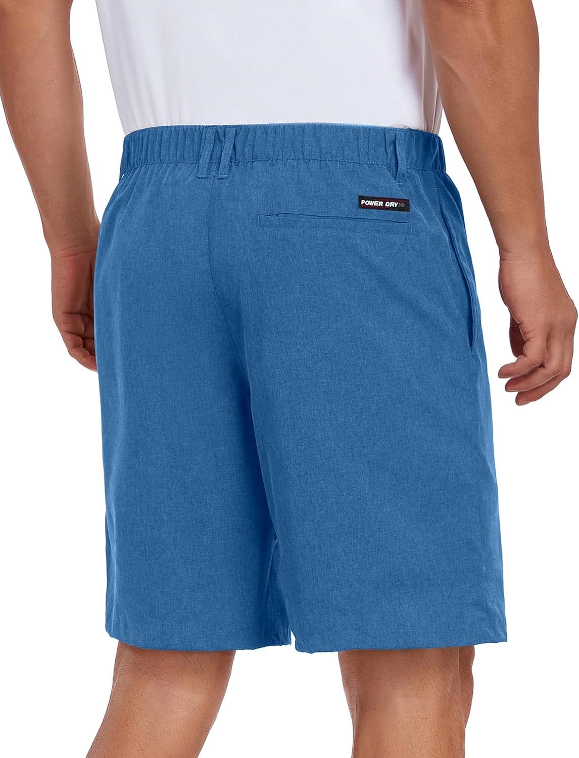 imageLittle Donkey Andy Mens Bermuda 9 Inch Lightweight Quick Dry Stretch Shorts Golf Hiking TravelLight Blue