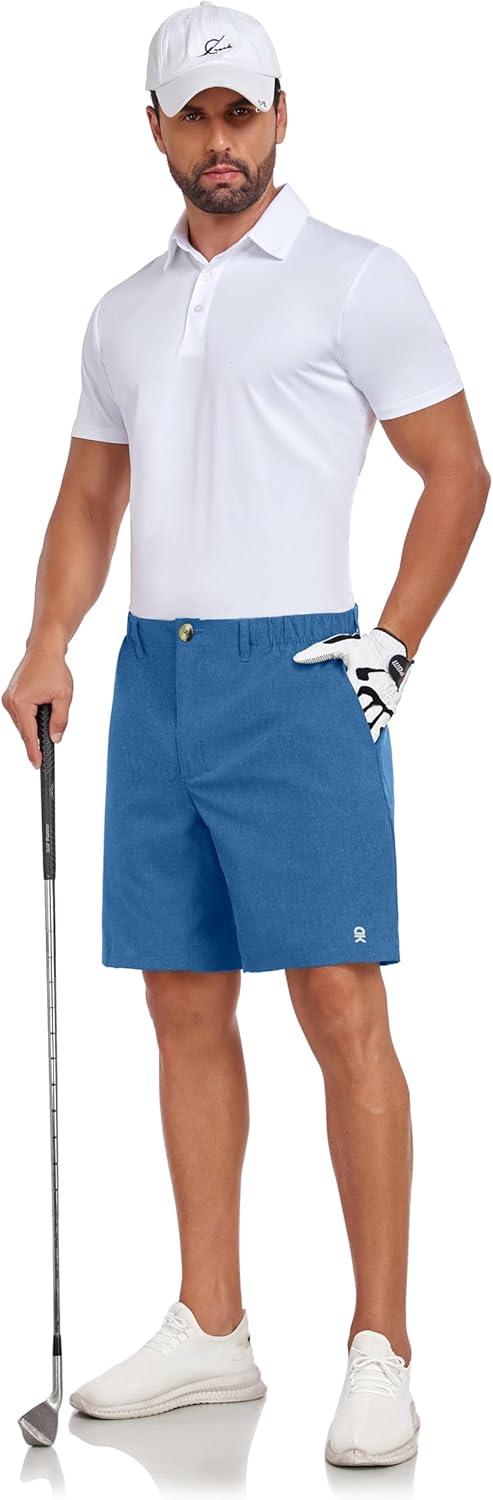 imageLittle Donkey Andy Mens Bermuda 9 Inch Lightweight Quick Dry Stretch Shorts Golf Hiking TravelLight Blue
