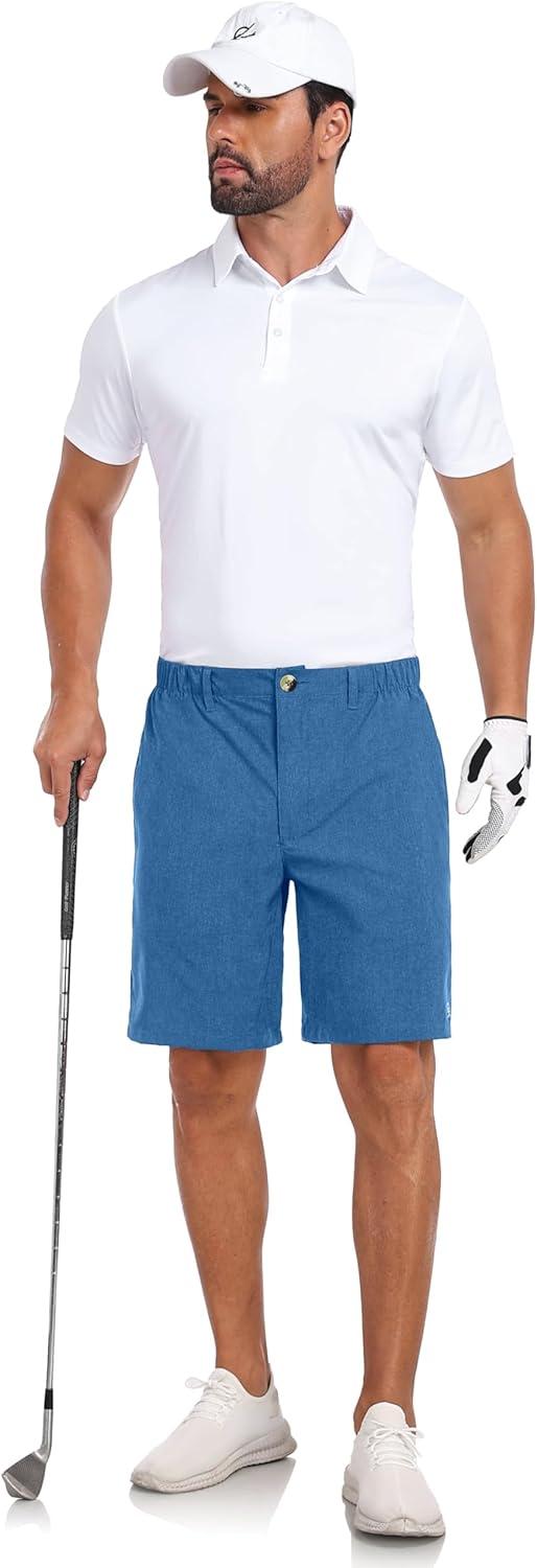 imageLittle Donkey Andy Mens Bermuda 9 Inch Lightweight Quick Dry Stretch Shorts Golf Hiking TravelLight Blue