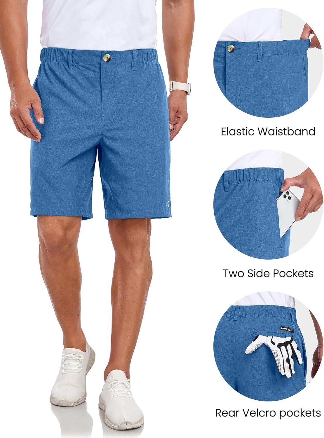 imageLittle Donkey Andy Mens Bermuda 9 Inch Lightweight Quick Dry Stretch Shorts Golf Hiking TravelLight Blue