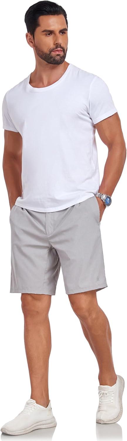 imageLittle Donkey Andy Mens Bermuda 9 Inch Lightweight Quick Dry Stretch Shorts Golf Hiking TravelLight Gray Heather