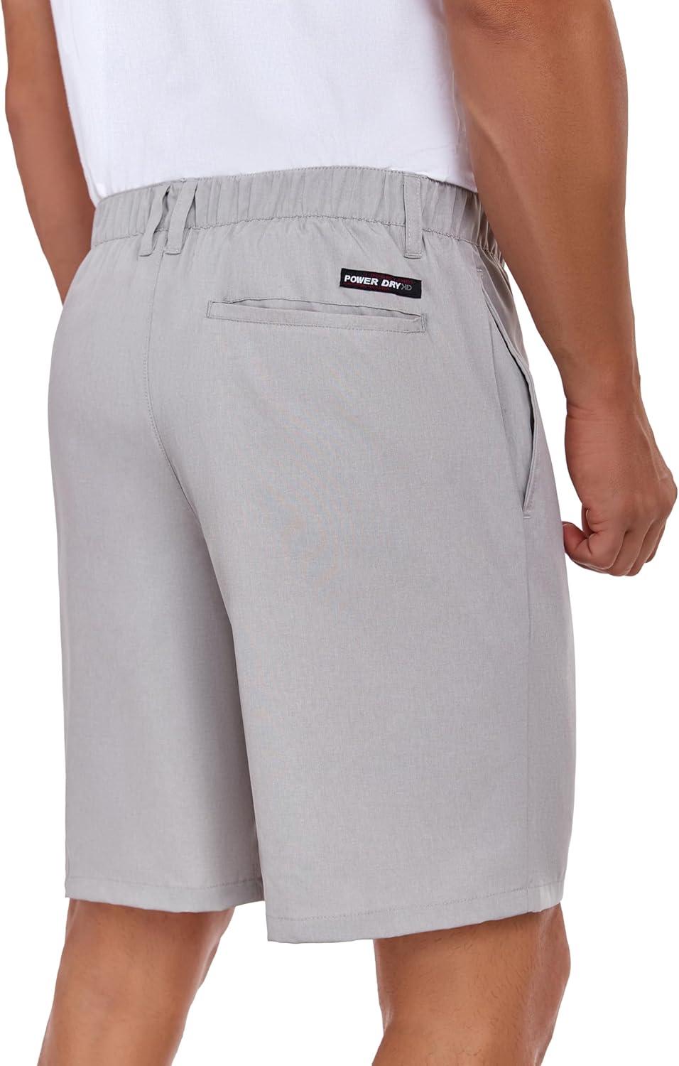 imageLittle Donkey Andy Mens Bermuda 9 Inch Lightweight Quick Dry Stretch Shorts Golf Hiking TravelLight Gray Heather