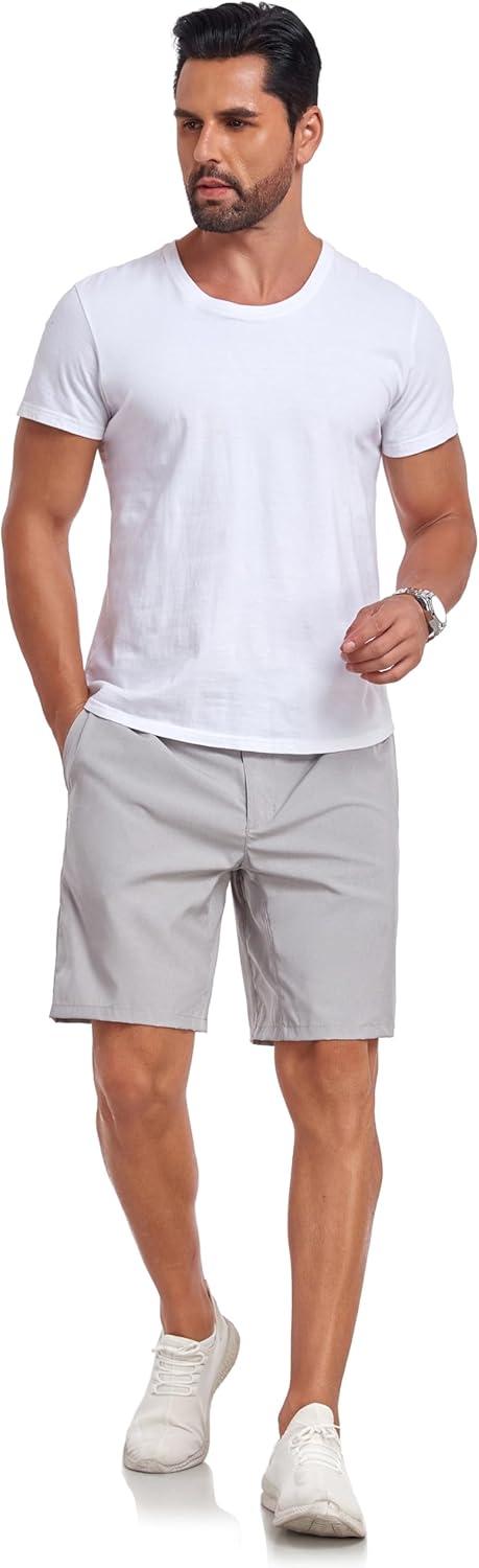 imageLittle Donkey Andy Mens Bermuda 9 Inch Lightweight Quick Dry Stretch Shorts Golf Hiking TravelLight Gray Heather