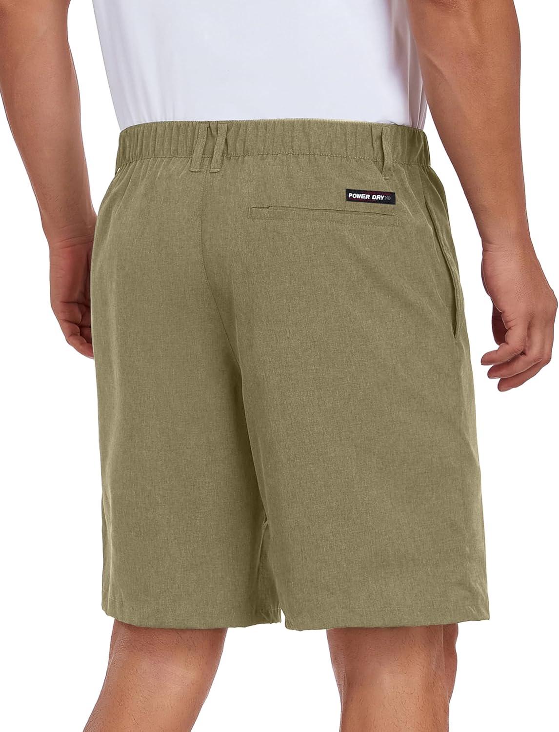 imageLittle Donkey Andy Mens Bermuda 9 Inch Lightweight Quick Dry Stretch Shorts Golf Hiking TravelOliver Green Heather