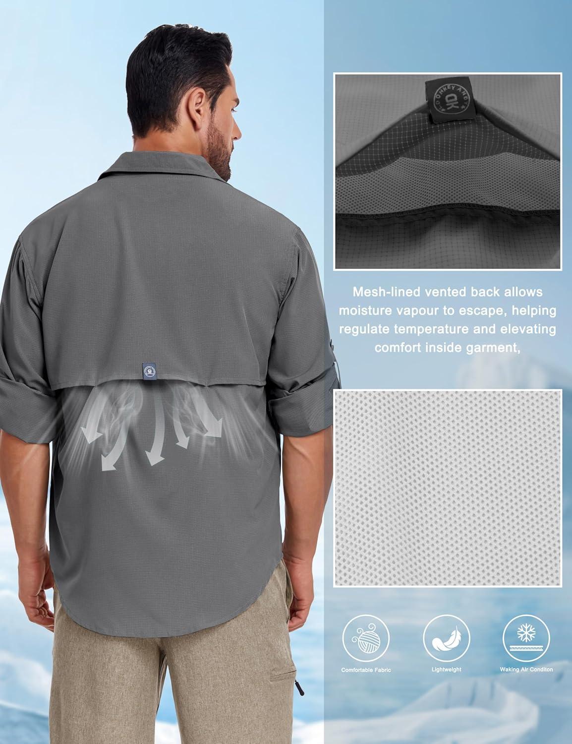 imageLittle Donkey Andy Mens Breathable Long Sleeve Fishing Hiking Shirts UPF 50 Quick DryCastlerock
