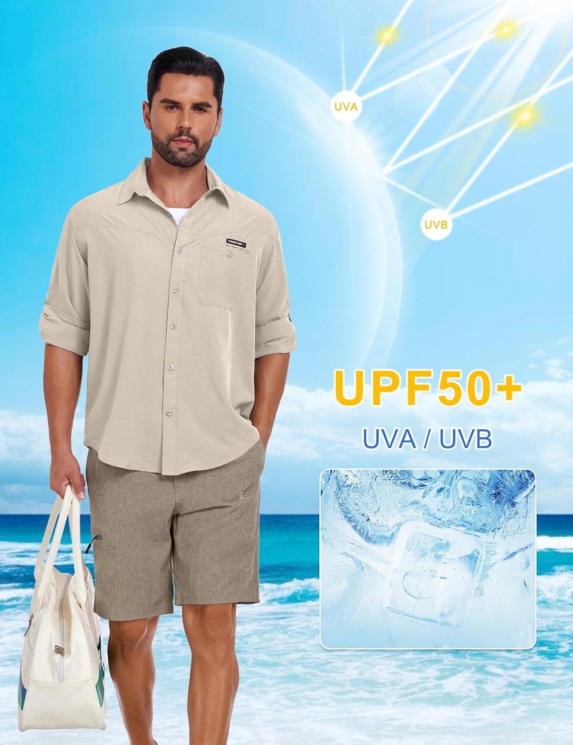imageLittle Donkey Andy Mens Breathable Long Sleeve Fishing Hiking Shirts UPF 50 Quick DryWood Ash
