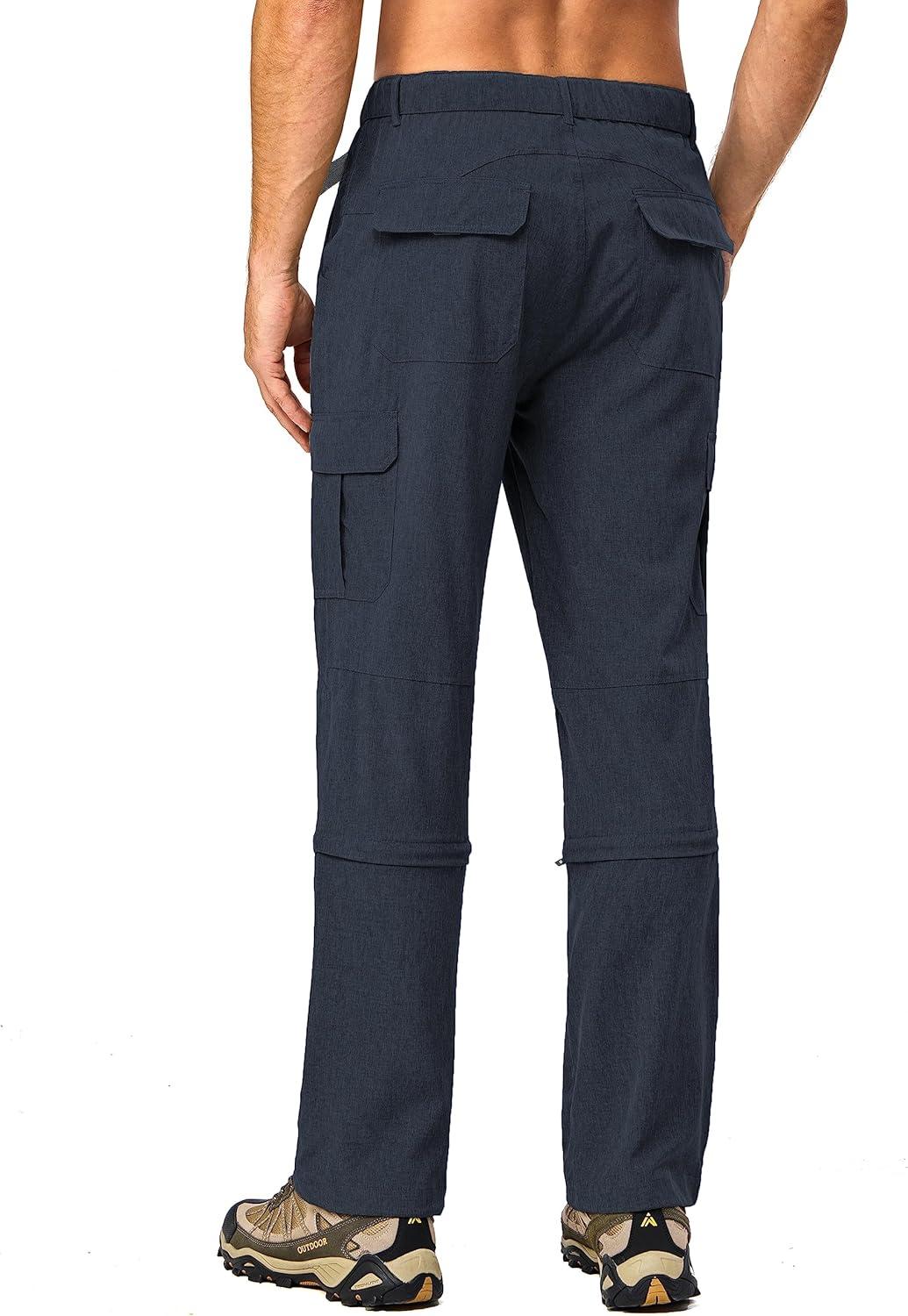 imageLittle Donkey Andy Mens Convertible Hiking Pants with Belt Lightweight ZipOff Quick Dry Tactical Cargo PantsBlack